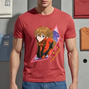 Souryu Asuka Langley Graphic Printed Neon-Genesis-Evangelion Tshirt Fashion Short Sleeve Harajuku Streetwear Otaku Man T Shirt