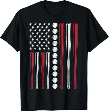 Patriotic Baseball 4th Of July Men USA American Flag Boys T-Shirt