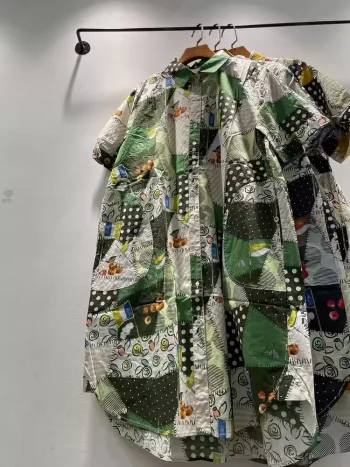 Fall clothes 2025 women Japan style harajuku fashion cartoon print dress 100% cotton short sleeve shirt dress