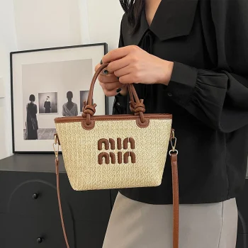 New Summer Beach Grass Woven Bag Women's Handbag Embroidered Thread Fashion Crossbody Bag Women's Unique Design Shoulder Bag