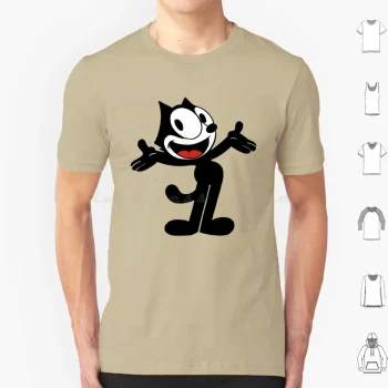 T Shirt Men Women Kids 6xl Vintage Cartoon Animation Kitty Black Cat Vintage Cartoon Cartoon Funny Funny Black Cat Felix Cat