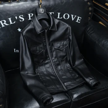 2025 Spring High Quality Leather Jacket Men Multi Pocket Motorcycle Jacket Lapel Zipper Casual Business PU Coats Men Clothing