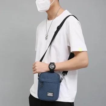 Solid Color Men's Crossbody Bag Large Capacity Small Bag Business Shoulder Bag Lightweight Multi-function Small Square Bag Men