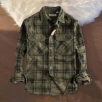 Spring Fall Men Shirt Plaid Print Single-breasted Long Sleeves Shirt Retro Mid Length Cardigan Top