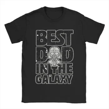 Best Dad in the Galaxy Darth Vader Men's T Shirts Funny Tee Shirt Short Sleeve Round Collar T-Shirts Pure Cotton Adult Tops