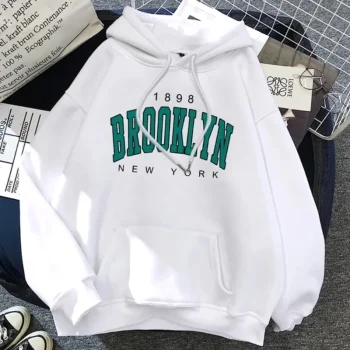 1898 Brooklyn New Work Printed Hoodies Basic Trend Hooded Tops Colorful Clothes Hip Hop Street Loose Sweatshirt for Men Women