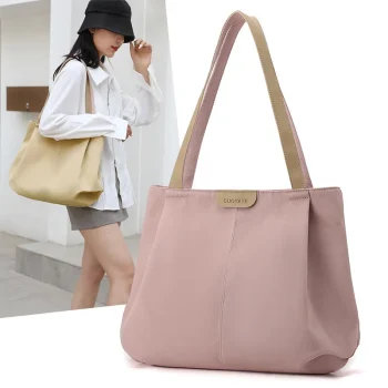 Women's bag new 2024 tote bag nylon large capacity simple pleated shoulder bag casual artistic cloth bag y2k vip designer luxury