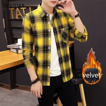 Yellow And Black Plaid Shirt Men Shirts 2022 New Summer Fashion Chemise Homme Mens Checke Shirts Short Sleeve Shirt Men Blouse