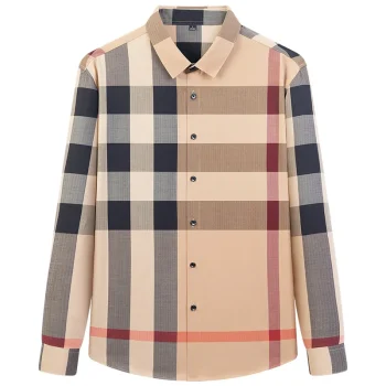 Fashion Plaid Shirt High-end Men's Casual Non-ironing Men's Plaid Striped Long Sleeves