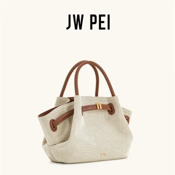 JW PEI 2025New Women's Canvas Brown Crossbody Shoulder Bag Mini Vegan Leather Tote Bag Handbag Dumpling Bag High Quality Leather