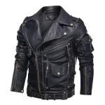 Winter Mens Leather Jacket Men Fashion Motorcycle PU Leather Jacket Cool Zipper Pockets Leather Coats EU Size