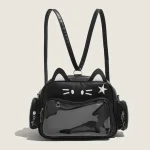 Women's Fashion Backpacks Y2K Korean Japan Kawaii Cat Ita Bag PU Cute Girls Transparent Pocket Aesthetic Shoulder Crossbody Bags