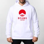 Autumn Winter BEAMS JAPAN Print Hoody Men Fashion Casual Long Sleeves Hooded Loose Oversize Pullover Hoodie Street Sweatshirt
