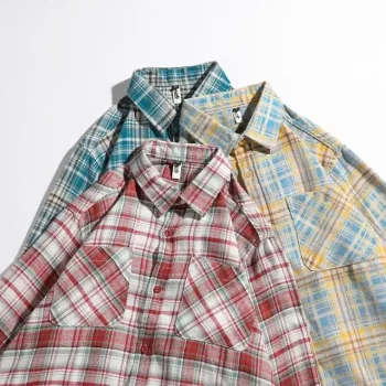 Retro American Plaid Shirt Loose Long Sleeve Casual Outerwear for Men And Women Spring Autumn Season Comfortable Casual Shirt