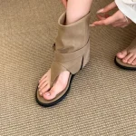 Fashion Open Toe Ladies Ankle Boots With Height Increasing Footwear Women Flats Short Sandals Booties Shoes Female Flip flops