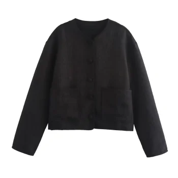 2025 Autumn New Women's Casual Fashion Versatile Flower Embroidered Round Neck Long Sleeve Short Jacket Coat