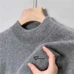 Winter Luxury Brand Men's Knit Sweater Mock Neck Letter Print Warm Thicken Pullover European Soft New Fashion Trend Men's Wear