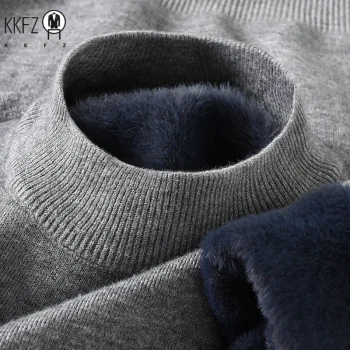 2025 Men's Solid Color Half Turtleneck Knitwear Sweater Mock Neck Pullover Casual Autumn Winter Sweatshirt Brand Mens Clothing