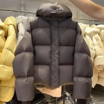 Fashion Women Down Jackets 2025 New Female Stand Collar Puffer Jacket Casual Loose Hooded Parkas