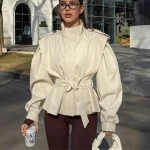 Women Fashion Tie Up Coat 2025 New Autumn Winter Solid Chic French Jacket Lady Street Loose Solid Design Inspired Trench Coats