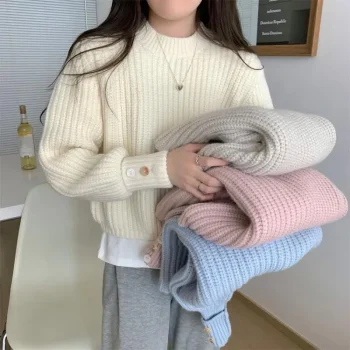 Girl Leisure Sweater Princess Fashion Long Sleeves Loose Knitted Anti Aging Base Versatile Spring Autumn Clothes Outside New