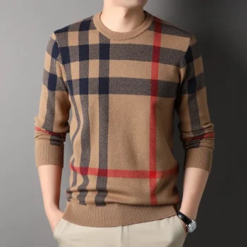 New Luxury Brand Men's Knitted Pullover O-Neck Striped Jacquard Sweater Autumn Winter Fashion Versatile Warm Trend Men's Wear