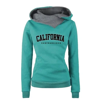 Hot Sale Autumn Winter Sports Women's Sweatshirts Quality Fashion Versatile Hoodies Print Double Collar Pullovers Daily Outdoors